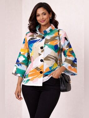 Ali Miles Colorful Brushstroke Top